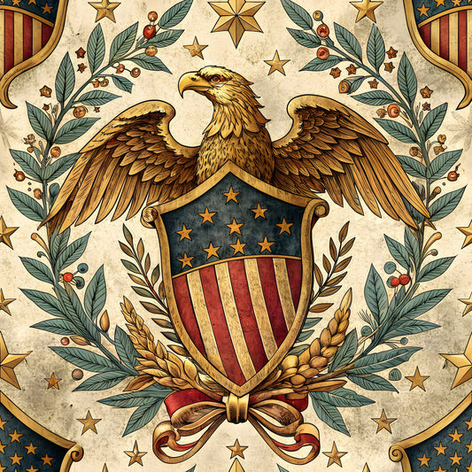 USA Heritage Emblems Pattern 4 Quilting Cotton Fabric