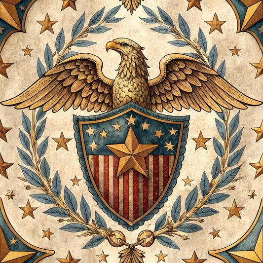 USA Heritage Emblems Pattern 5 Quilting Cotton Fabric