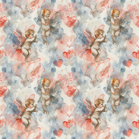 Valentines Cupids Pattern 1 Quilting Cotton Fabric