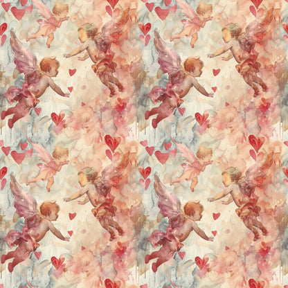 Valentines Cupids Pattern 10 Quilting Cotton Fabric