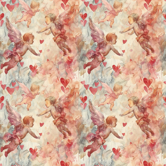 Valentines Cupids Pattern 10 Quilting Cotton Fabric