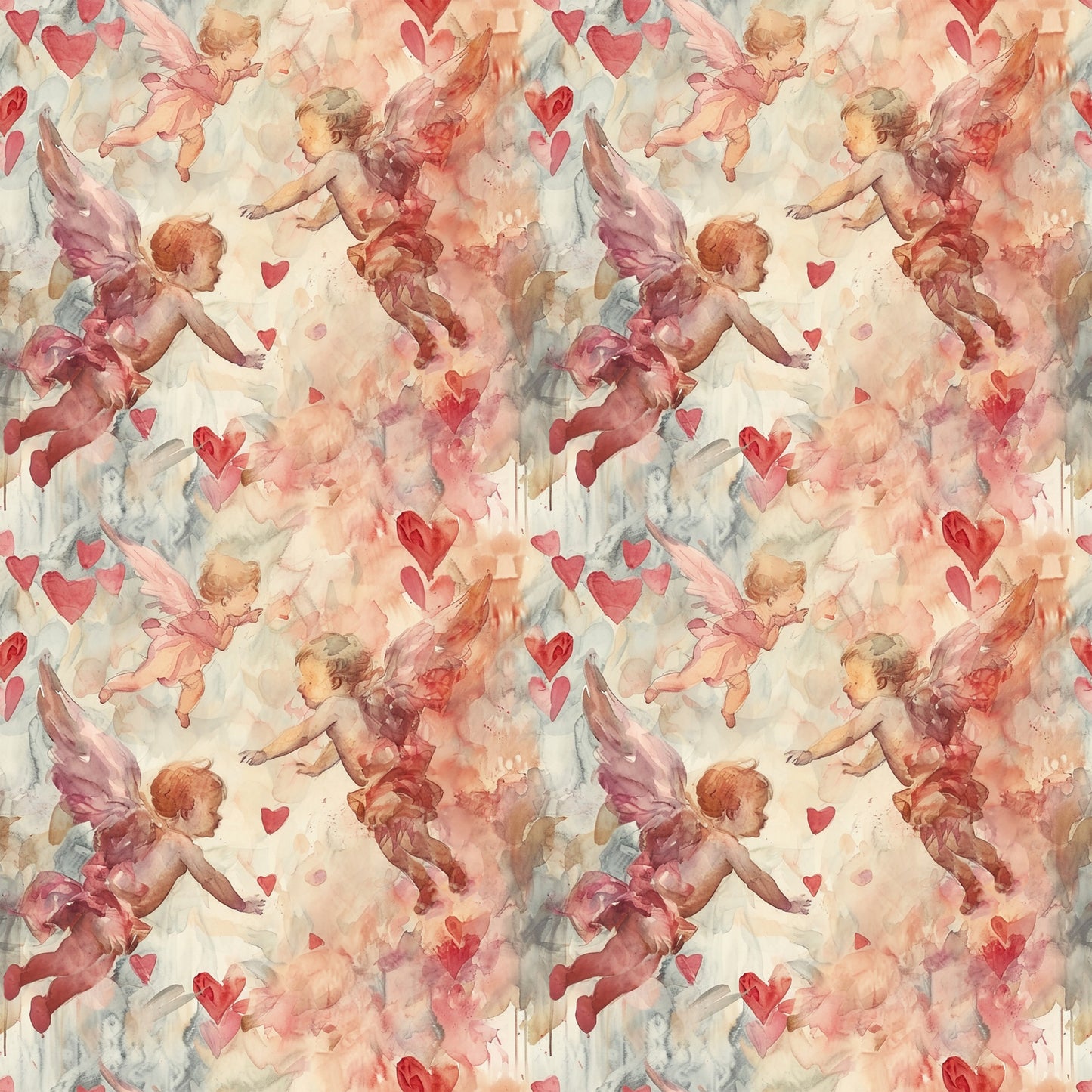 Valentines Cupids Pattern 10 Quilting Cotton Fabric