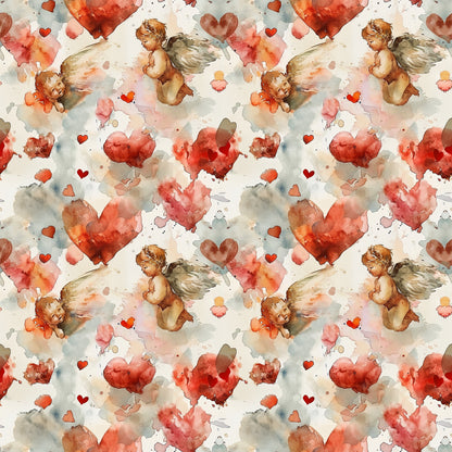Valentines Cupids Pattern 12 Quilting Cotton Fabric