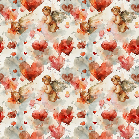 Valentines Cupids Pattern 12 Quilting Cotton Fabric