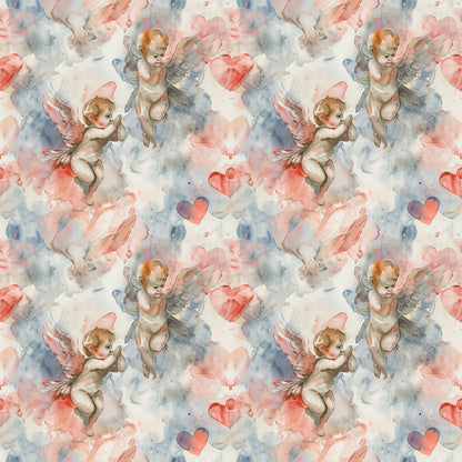 Valentines Cupids Pattern 1 Quilting Cotton Fabric