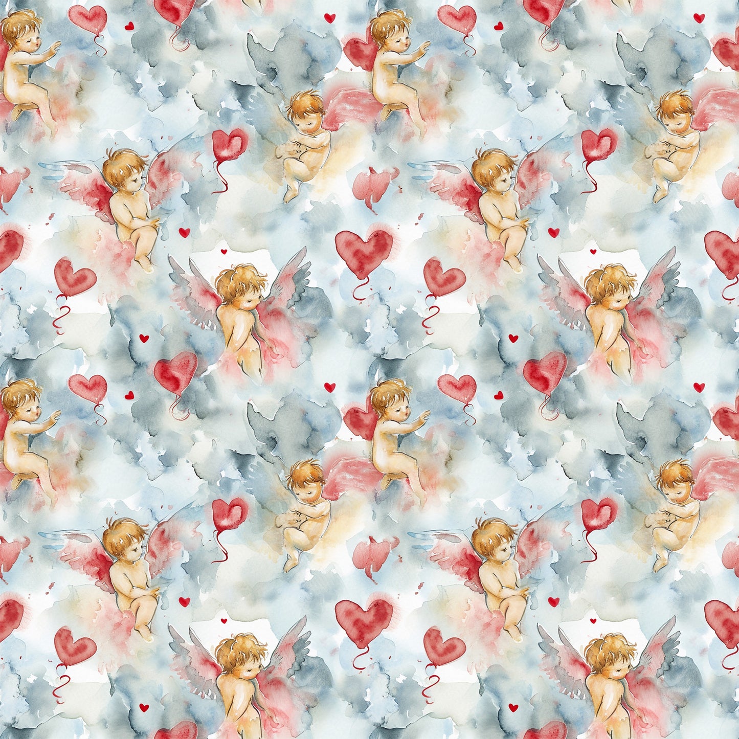 Valentines Cupids Pattern 2 Quilting Cotton Fabric
