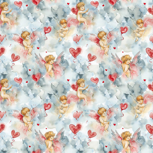 Valentines Cupids Pattern 2 Quilting Cotton Fabric