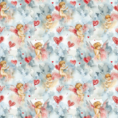 Valentines Cupids Pattern 2 Quilting Cotton Fabric
