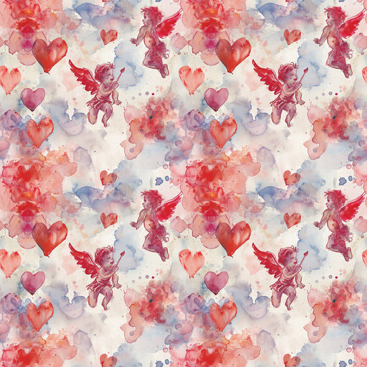 Valentines Cupids Pattern 3 Quilting Cotton Fabric