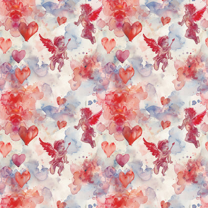 Valentines Cupids Pattern 3 Quilting Cotton Fabric