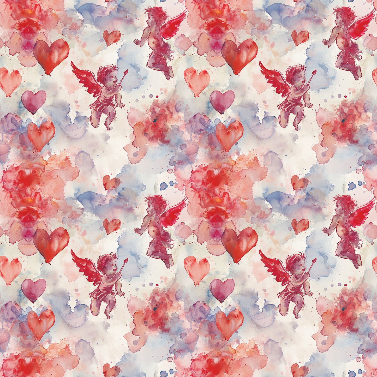 Valentines Cupids Pattern 3 Quilting Cotton Fabric