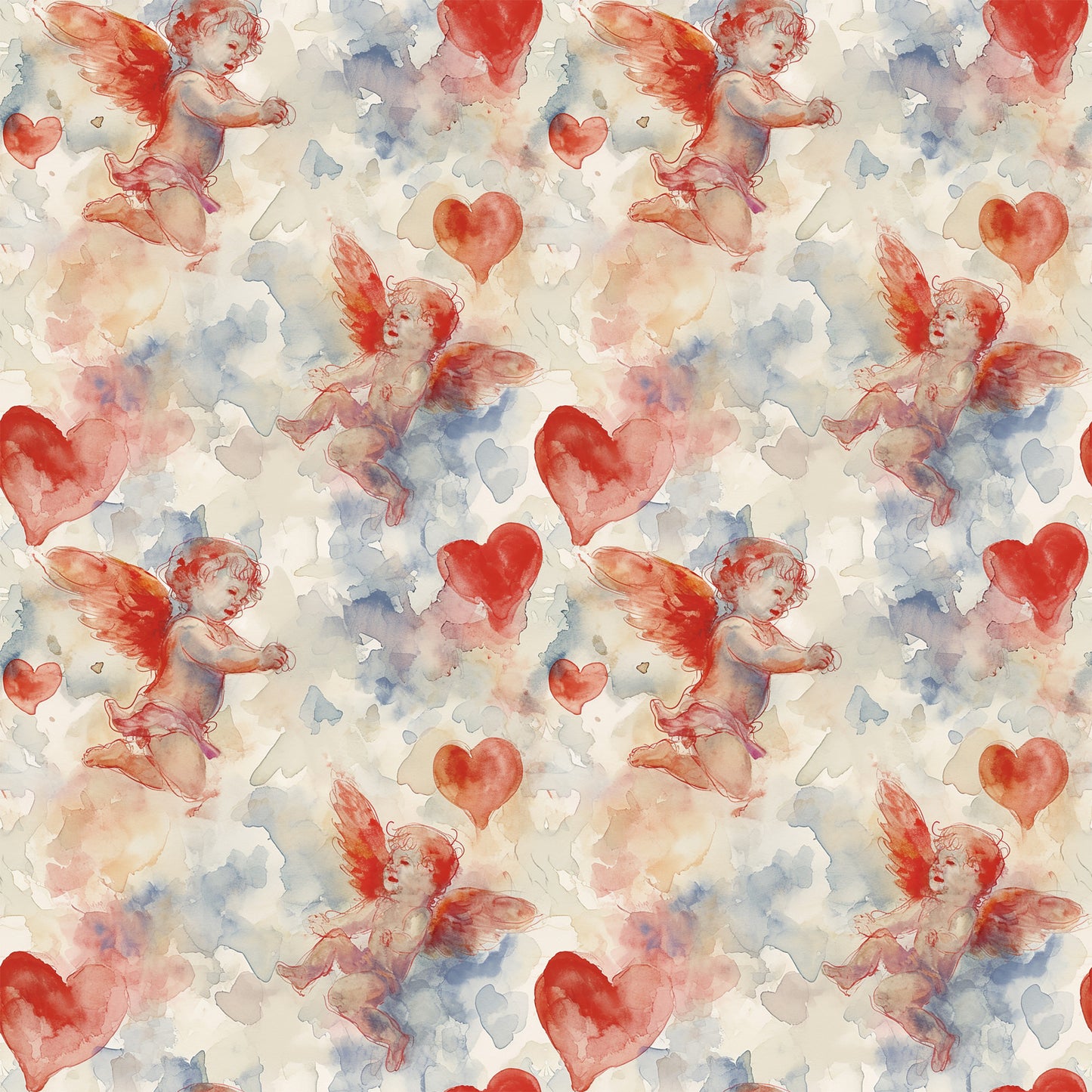Valentines Cupids Pattern 4 Quilting Cotton Fabric