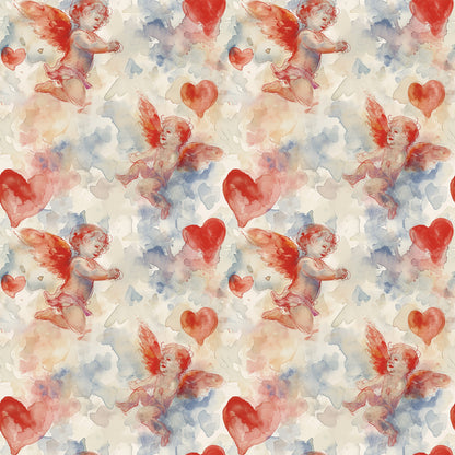 Valentines Cupids Pattern 4 Quilting Cotton Fabric