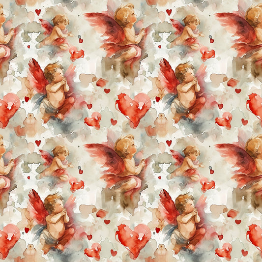 Valentines Cupids Pattern 5 Quilting Cotton Fabric