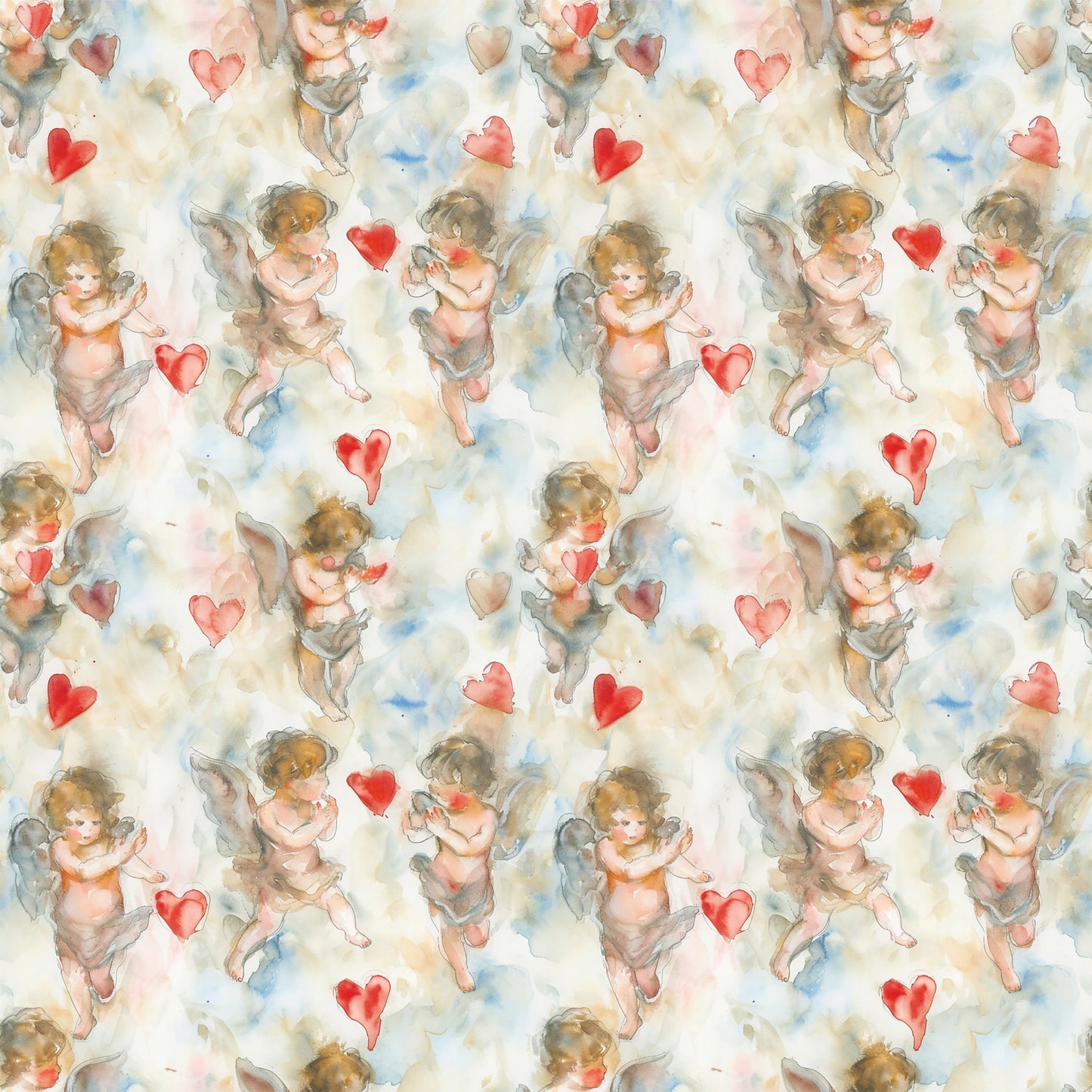 Valentines Cupids Pattern 6 Quilting Cotton Fabric