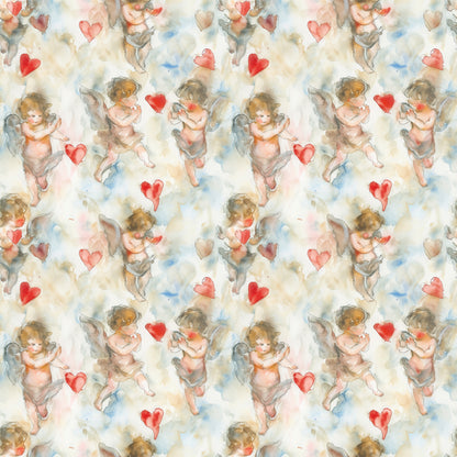 Valentines Cupids Pattern 6 Quilting Cotton Fabric