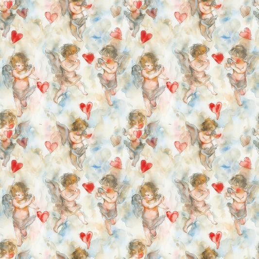 Valentines Cupids Pattern 6 Quilting Cotton Fabric