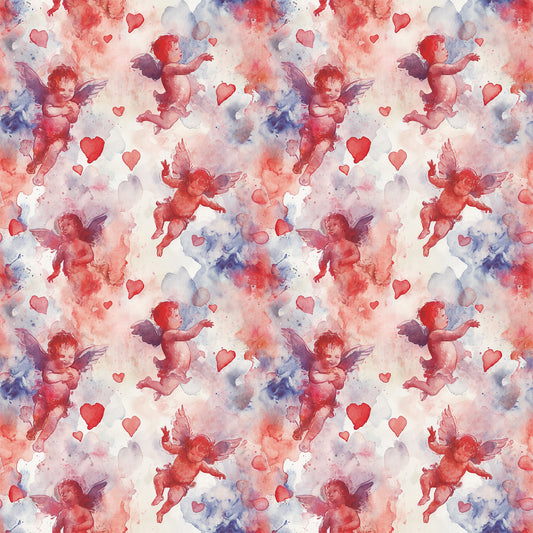 Valentines Cupids Pattern 7 Quilting Cotton Fabric