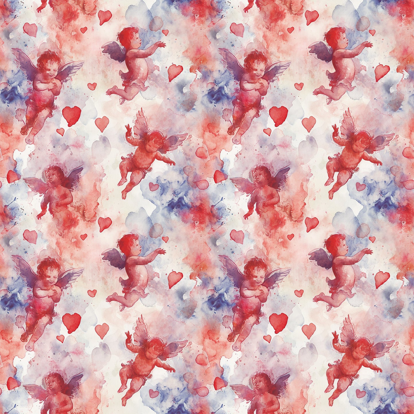 Valentines Cupids Pattern 7 Quilting Cotton Fabric