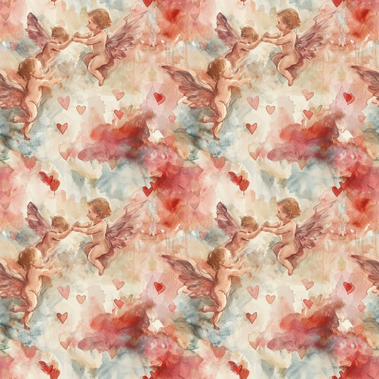 Valentines Cupids Pattern 8 Quilting Cotton Fabric
