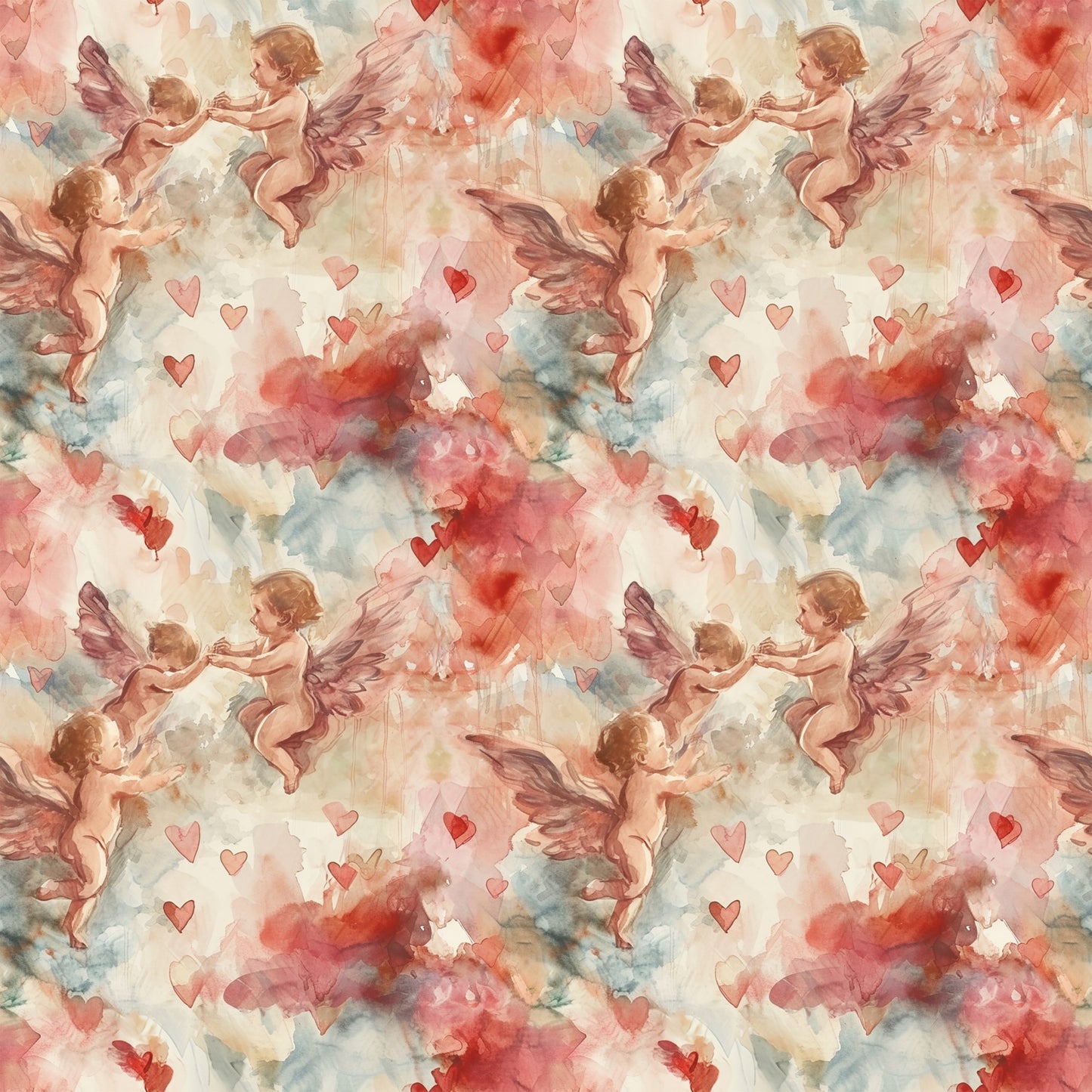 Valentines Cupids Pattern 8 Quilting Cotton Fabric