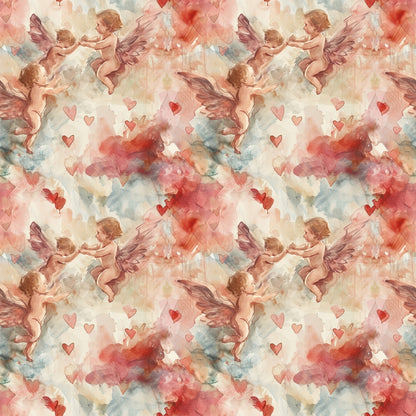 Valentines Cupids Pattern 8 Quilting Cotton Fabric