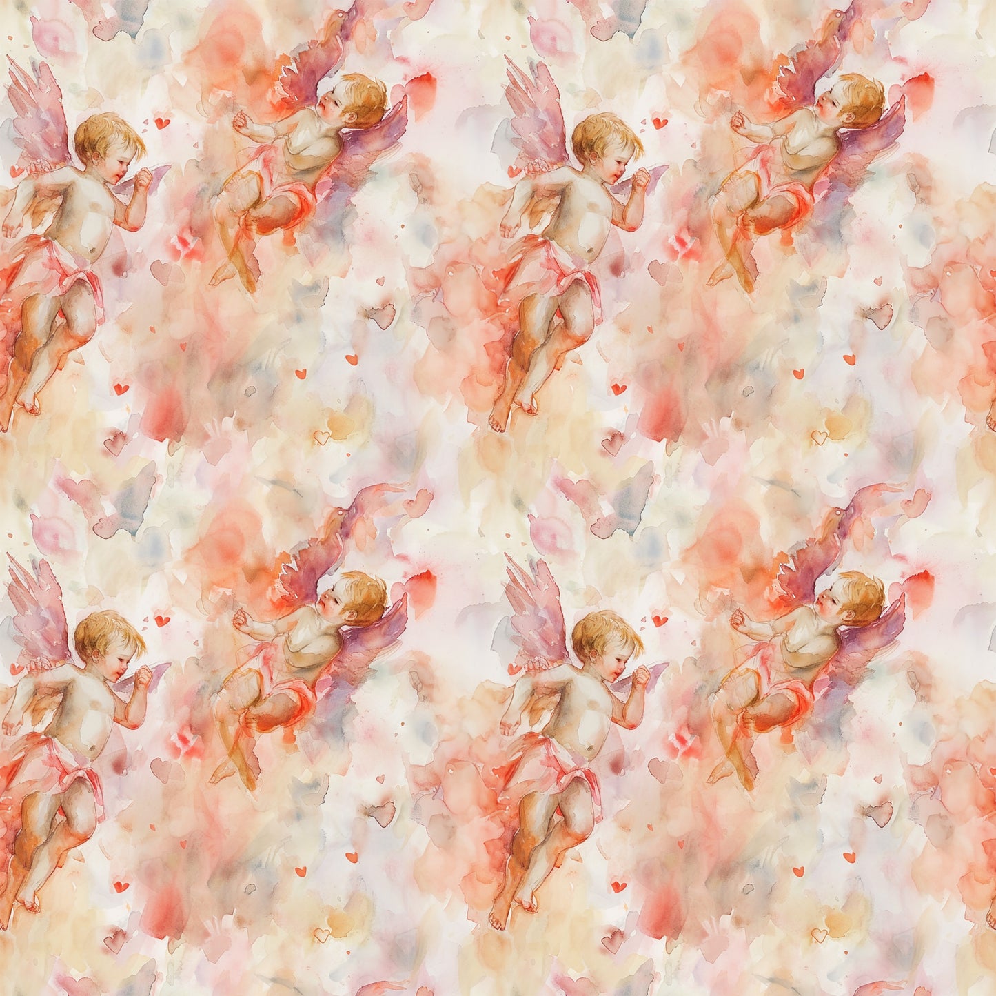 Valentines Cupids Pattern 9 Quilting Cotton Fabric