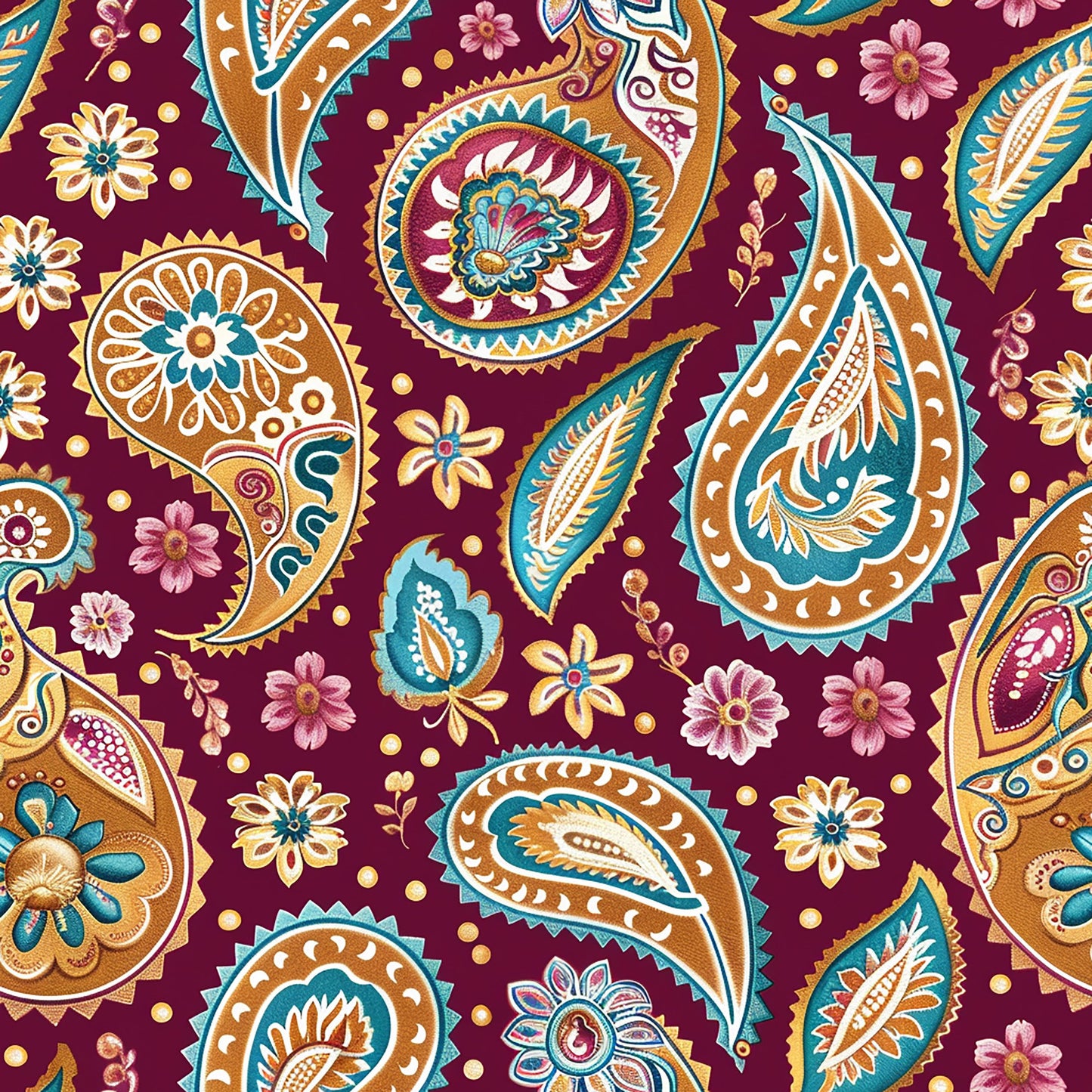 Vermas Ornate Paisley Pattern 1 Quilting Cotton Fabric
