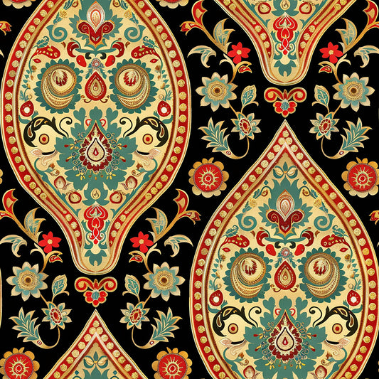 Vermas Ornate Paisley Pattern 6 Quilting Cotton Fabric