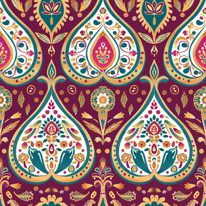 Vermas Ornate Paisley Pattern 9 Quilting Cotton Fabric