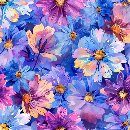 Vibrant Cosmo Flowers Pattern 1 Quilting Cotton Fabric