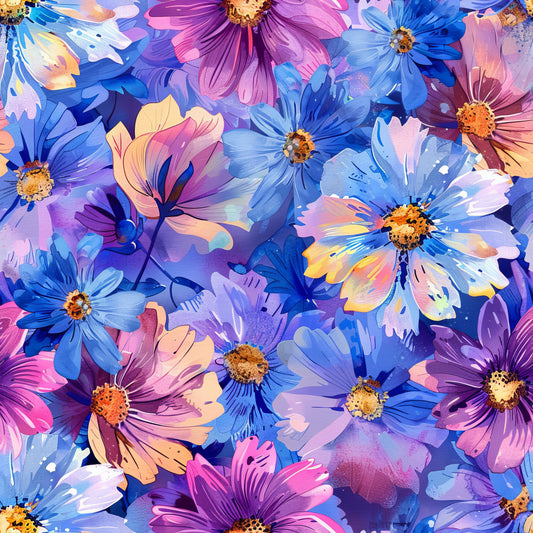 Vibrant Cosmo Flowers Pattern 1 Quilting Cotton Fabric
