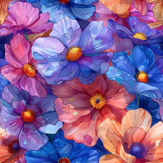 Vibrant Cosmo Flowers Pattern 10 Quilting Cotton Fabric