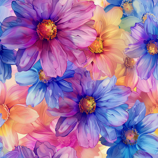 Vibrant Cosmo Flowers Pattern 12 Quilting Cotton Fabric