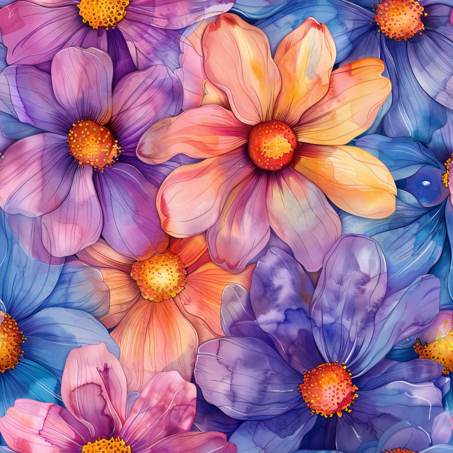 Vibrant Cosmo Flowers Pattern 18 Quilting Cotton Fabric
