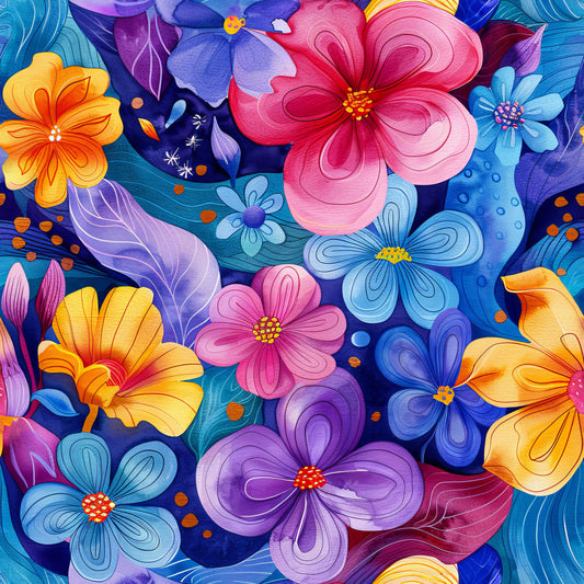 Vibrant Cosmo Flowers Pattern 4 Quilting Cotton Fabric
