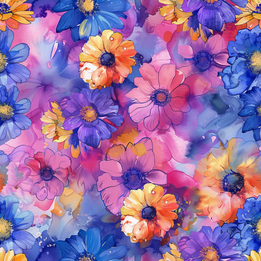 Vibrant Cosmo Flowers Pattern 5 Quilting Cotton Fabric