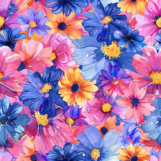 Vibrant Cosmo Flowers Pattern 7 Quilting Cotton Fabric