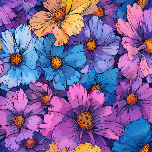 Vibrant Cosmo Flowers Pattern 8 Quilting Cotton Fabric