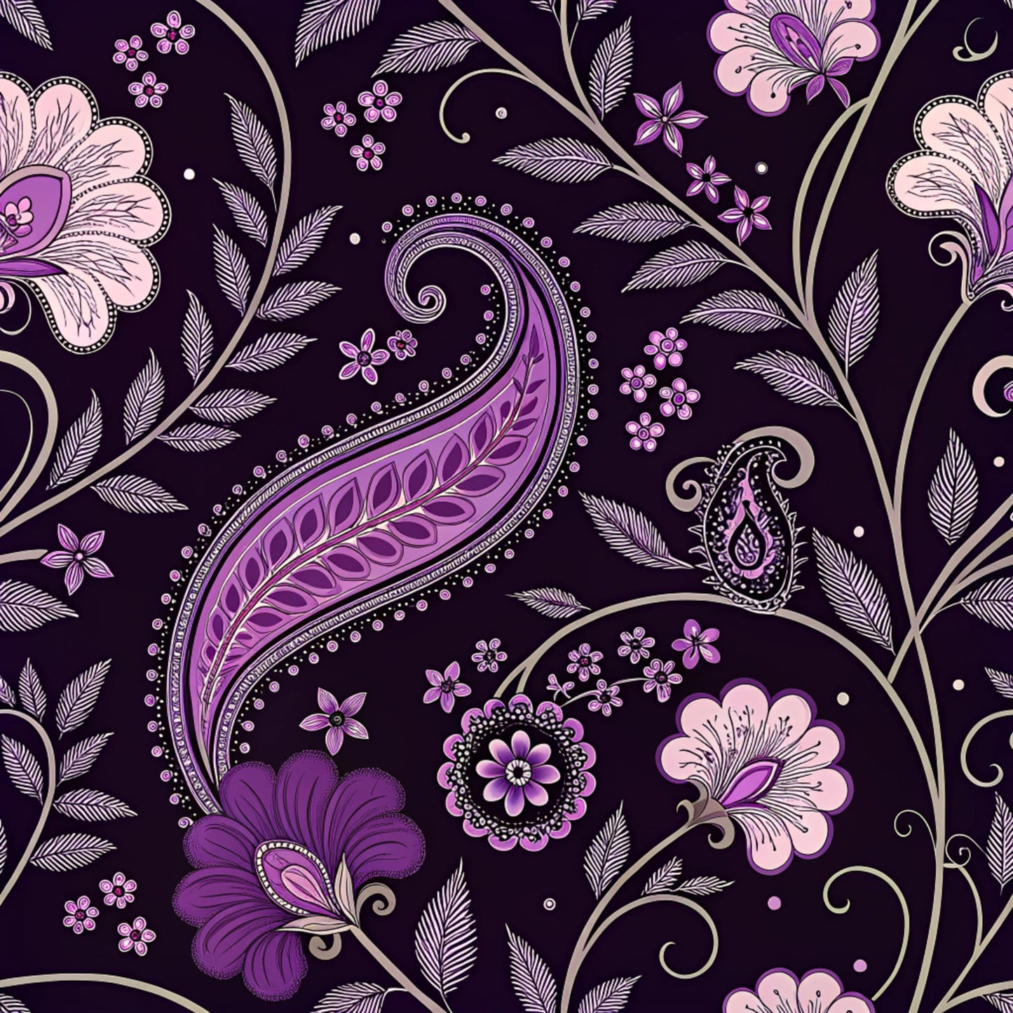 Vibrant Paisley And Florals Pattern 10 Quilting Cotton Fabric