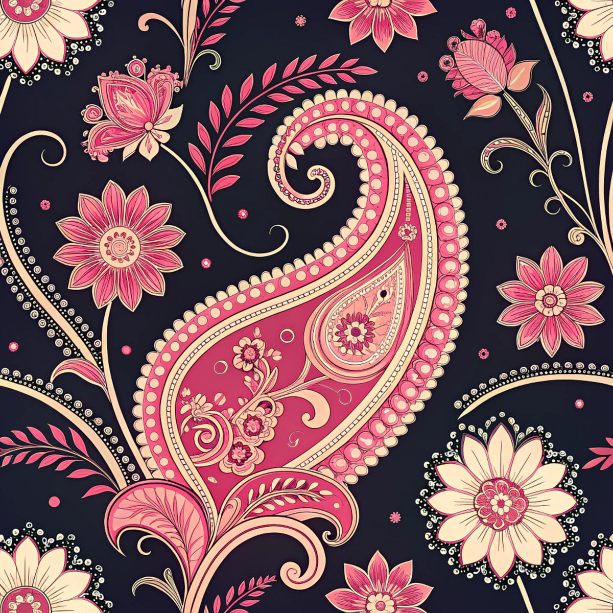 Vibrant Paisley And Florals Pattern 11 Quilting Cotton Fabric