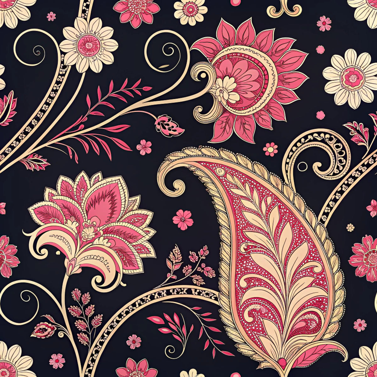 Vibrant Paisley And Florals Pattern 15 Quilting Cotton Fabric