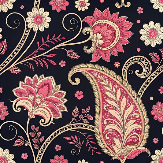 Vibrant Paisley And Florals Pattern 15 Quilting Cotton Fabric