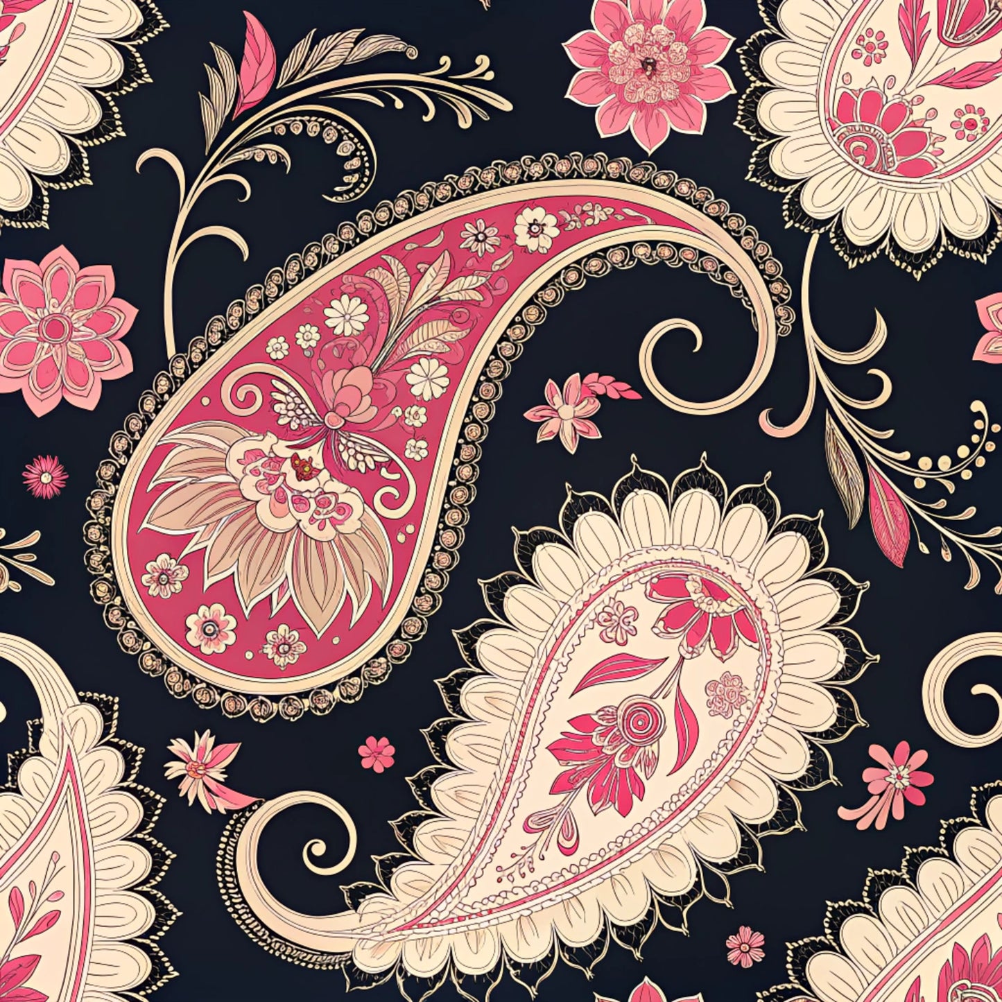 Vibrant Paisley And Florals Pattern 16 Quilting Cotton Fabric