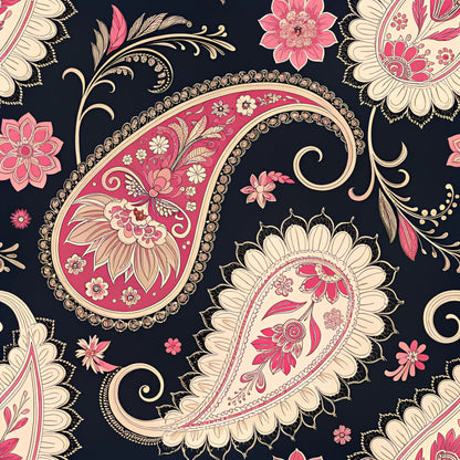 Vibrant Paisley And Florals Pattern 16 Quilting Cotton Fabric