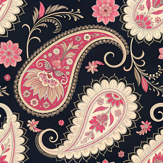 Vibrant Paisley And Florals Pattern 16 Quilting Cotton Fabric
