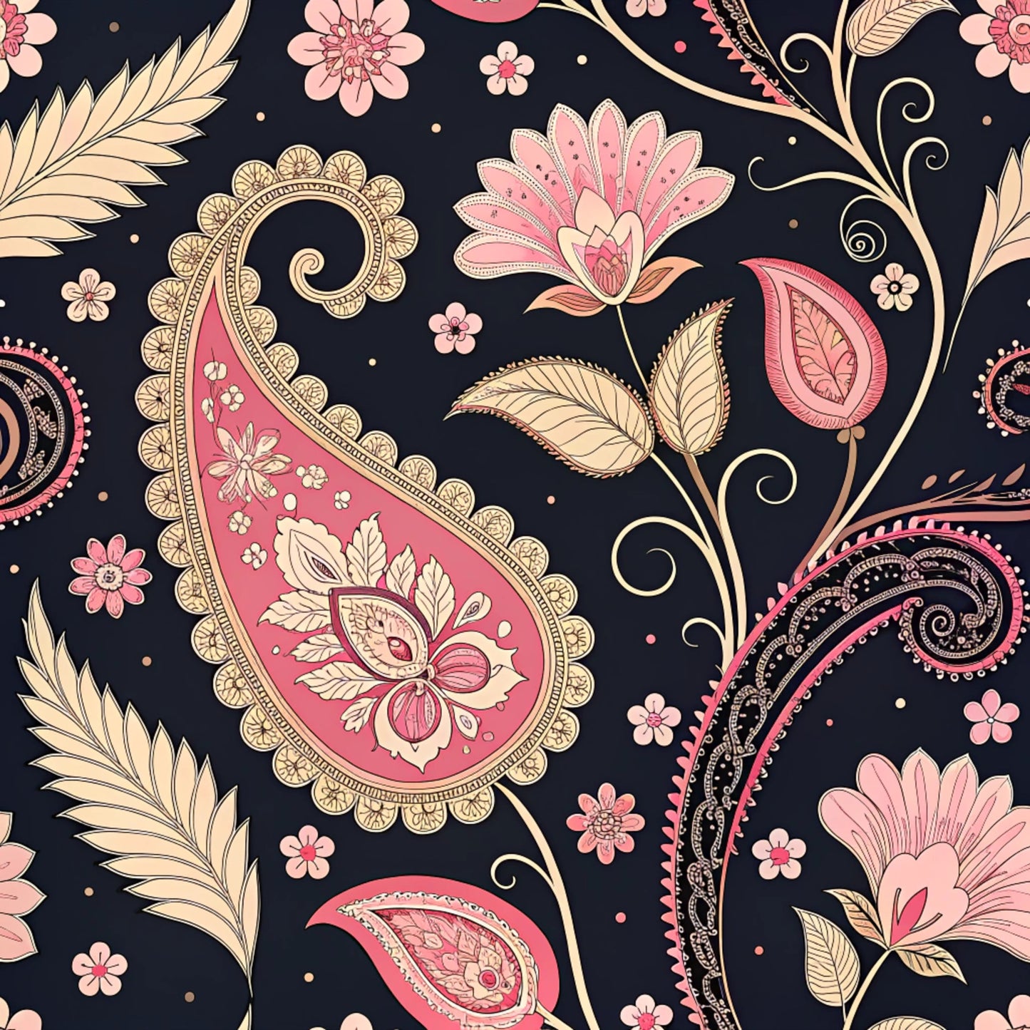 Vibrant Paisley And Florals Pattern 17 Quilting Cotton Fabric