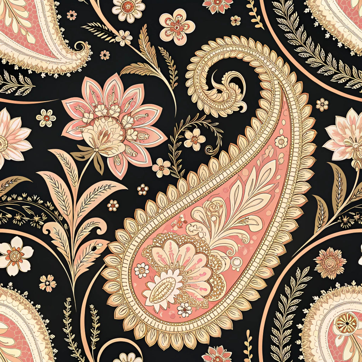Vibrant Paisley And Florals Pattern 19 Quilting Cotton Fabric