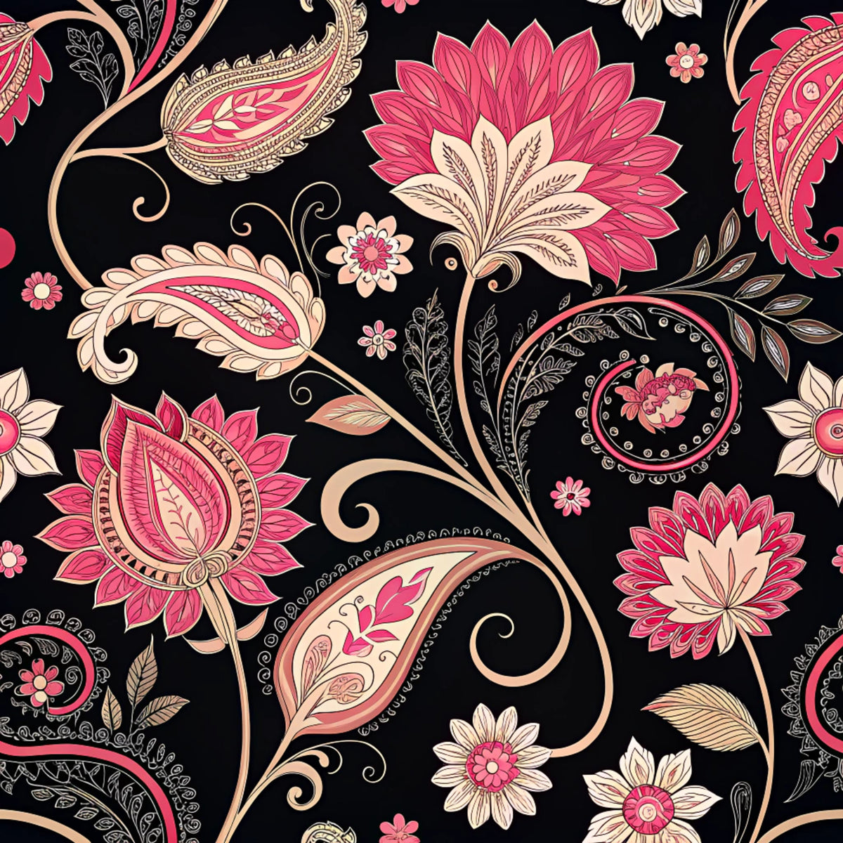 Vibrant Paisley And Florals Pattern 2 Quilting Cotton Fabric