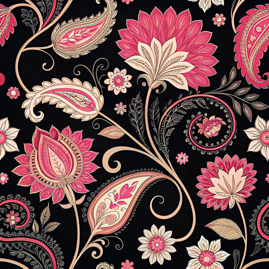 Vibrant Paisley And Florals Pattern 2 Quilting Cotton Fabric